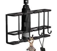 Generico Wall Mounted Umbrella Storage Rack with 4 Slots, Wall Decoration Racks, Metal Space Saving Organizer for Home Entryway, Indoor Decorative Holder, Household Equipments, Black, White