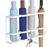 Generico Wall Mounted Umbrella Storage Rack with 4 Slots, Wall Decoration Racks, Metal Space Saving Organizer for Home Entryway, Indoor Decorative Holder, Household Equipments, Black, White