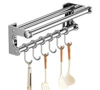Generico Wall Mounted Utensil Rack - Stainless Steel Robust Cutter Organizer With Hooks - Convenient Cleaning Space Saving Rack, Store And Organize | Easy Installation Kitchen Tools