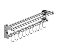 Generico Wall Mounted Utensil Rack - Stainless Steel Robust Cutter Organizer With Hooks - Convenient Cleaning Space Saving Rack, Store And Organize | Easy Installation Kitchen Tools