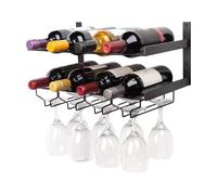 Generico Wall Mounted Wine Rack, Bottle Display Storage Shelf, 12 Holder with Durable Metal Frame, Space Saving Organizer, Rustic Modern Design, Home Storage for Kitchen Dining Room