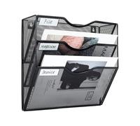 Generico Wall Paper Organizer - Office Wall Organizer Shelf | 3-Tier Metal Rack Tray Storage Box Sorter Divider For Desk Desktop Cubicle Home Classroom Teacher Door Bathroom