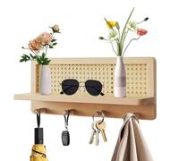 Genérico Wall Shelf - 3.9 Inches, Rattan Wall Shelf, Decorative | Hangable Wooden Boho Shelves Walls Hook,Nursery Book Shelves with Hooks For Entryway Study Room