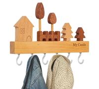 Generico Wall Wood Key Hook & Coat Hanger - Solid Hardwood Wall Hooks For Clothes, Decorative Wood Hook For Lobby, Bedroom & Kitchen, Heavy Duty Bathroom Towel Hok For Apartment & Toilet