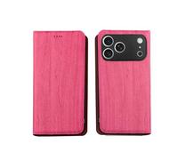 Generico Wallet Case For iPhone13 mini Imitation Leather Card Slots Magnetic Kickstand Shockproof Flip Folio Protective For Tree Grain Cover Pink
