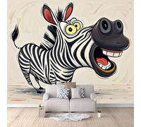 Generico Wallpaper For Living Room Zebra, Carta Da Parati Fotomurali Animali Divertenti 300X210cm Per Camera Da Letto Copre Le Imperfezioni Del Muro Tessuto Non Tessuto