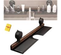 Generico Walnut Bathroom Kitchen Suction Cup Shelf, 2025 New Faucet Organizer Rack for Bathroom,Removable Sink Faucets Organizers, Wood Faucet Storage Rack (Black,40cm)