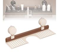 Generico Walnut Bathroom Kitchen Suction Cup Shelf, Walnut Suction Cup Bathroom Shelf, Wall Mounted Sink Over Faucet, Removable Wood Faucet Storage Rack (White,50)