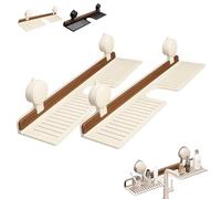 Generico Walnut Suction Cup Bathroom Shelf,2025 New Faucet Organizer Rack for Bathroom,No-Drill Storage with Strong Suction Cups, Rustproof Wooden Organizer (2PCS White,50cm/19.6in)