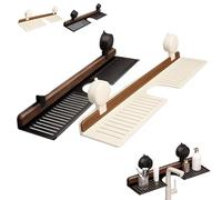 Generico Walnut Suction Cup Bathroom Shelf,2025 New Faucet Organizer Rack for Bathroom,No-Drill Storage with Strong Suction Cups, Rustproof Wooden Organizer (2PCS(Black+White),60cm/23.6in)