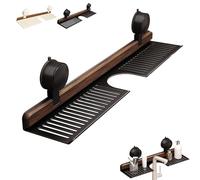 Generico Walnut Suction Cup Bathroom Shelf,2025 New Faucet Organizer Rack for Bathroom,No-Drill Storage with Strong Suction Cups, Rustproof Wooden Organizer (Black,60cm/23.6in)