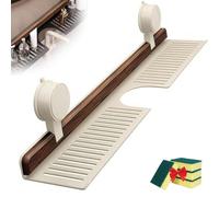 Generico Walnut Suction Cup Bathroom Shelf, Faucet Organizer Rack for Bathroom, No Drill Faucet Organizer Shelf, for Toiletries, Bottles And Small Accessories (White,80CM)