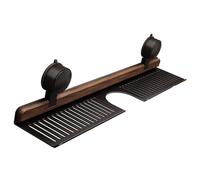 Generico Walnut Suction Cup Bathroom Shelf, Over the Faucet Organizer Rack for Bathroom Sink, No-Drill Storage Shelf with Strong Suction Cups, Rustproof Wooden Organizer (Black,40cm)
