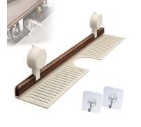 Generico Walnut Suction Cup Bathroom Shelf, Small Shelf for Bathroom, Wall Mounted Sink Over Faucet, no-drill bathroom organizer shelf for sink and vanity (White,50cm)