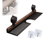 Generico Walnut Suction Cup Bathroom Shelf, Small Shelf for Bathroom, Wall Mounted Sink Over Faucet, no-drill bathroom organizer shelf for sink and vanity (Black,60cm)