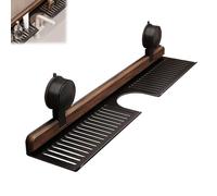 Generico Walnut Suction Cup Bathroom Shelf, Wall Mounted No Drilling Sink Shelf Over Faucet, Removable Wood Faucet Storage Rack, for Bathroom & Kitchen (Black,50cm/19.69in)
