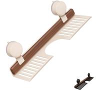 Generico Walnut Suction Cup Bathroom Shelf, Wall Mounted No Drilling Wooden Storage Shelf Basket, Removable Sink Faucet Organizers for Bathroom & Kitchen (White,40cm)
