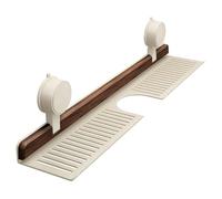 Generico Walnut Suction Cup Bathroom Shelf, Wall Mounted Sink Shelf Over Faucet, Removable Wood Sink Faucet Organizers, Sleek Bathroom Organizers and Storage Caddies Soap Holder (White,15.74 IN)