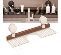 Generico Walnut Suction Cup Shelf Over Faucet, 2025 New No Drill Bathroom Sink Organizer with Drain Holes, Removable Storage Rack for Kitchen & Shower (White,19.6in)