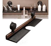 Generico Walnut Suction Cup Shelf Over Faucet, 2025 New No Drill Bathroom Sink Organizer with Drain Holes, Removable Storage Rack for Kitchen & Shower (Black,15.7in)