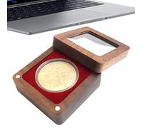 Generico Walnut Wood Coin Presentation Storage Case - Single Challenge Display, Acrylic Top, Premium Solid Timber Gift Box, Protective Commemorative Shell, Elegant Award Showcase | for Men
