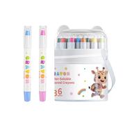 Genérico Washable Crayons For Kids - Stops Stained Walls, 36 Vibrant Colours Silky Texture, Twistable Rotating Core + Easy Grip Body, Child Safe Water Based Ink Pigment - For Free Play & Preschool