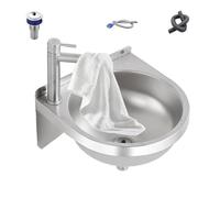 Genérico Washroom Semi-Circular Sink Washing Basin - Wall Mount Washbasin - for Bathroom Restroom Hotel Kitchen Vanity Laundry Restaurant Home Cafe