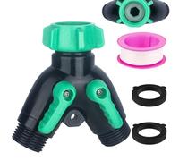 Genérico Wasserhahn Splitter - Gartenschlauch-Wasserverteiler - Wasserschlauchverteiler | Robuster 2-Wege-Schlauchverteiler Aus Messing Mit Ergonomischem Griff | Hochdruck-Gartenhahnanschluss Passend
