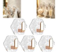 Generico Water Ripples Hexagonal Self Adhesive Hooks, Square No Drill Bathroom Kitchen Wall Hook, Glacier Heavy Duty Waterproof Adhesive for Towels,Keys & Homes Decor