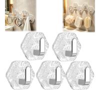 Generico Water Ripples Hexagonal Self Adhesive Hooks, Square No Drill Bathroom Kitchen Wall Hook, Glacier Heavy Duty Waterproof Adhesive for Towels,Keys & Homes Decor