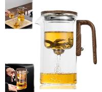Generico Water Separation Glass Teapot with Wooden Handle, Magic Teapot with Strainer, Tea Water Separation Witch Teapot with Infuser (A)