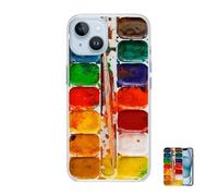 Generico Watercolor Paint Box Phone Case, Colorful Retro Paints Paintbrush Creative Clear Protective Cover for iPhone 16/15/14/13/12Pro Max, Funny Phone Cover (12Mini)