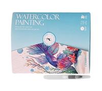 Generico Watercolor Workbook, Beginner Friendly Painting Guide, 12 Color Paint with Brush, 7.48x5.67in Creative Pre Drawn Designs, Watercolor Practice Book for Artistic Painting, Coloring