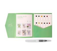 Generico Watercolor Workbook Set, Creative Painting Book, 7.48x5.67in Beginner Friendly Guide, Includes Brush Bound, Artistic Watercolor Coloring Book for Artistics