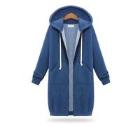 Generico Wateresty/Forcipower/Inteigrity Women Casual Zip Up Polyester Hoodies, Long Hoodie Tunic Jacket with Side Pockets (Sea Blue,S)