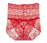 Generico Wateresty Lace Panties,Sexy High Waist Pretty Lace Panties, Tummy Control Breathable Plus Size Underwear (Red,XL)