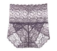 Generico Wateresty Lace Panties,Sexy High Waist Pretty Lace Panties, Tummy Control Breathable Plus Size Underwear (Grey Purple,L)