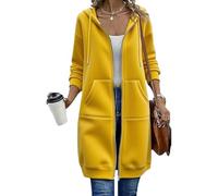 Generico Wateresty Women Casual Zip up Fleece Hoodies, Oversized Hoodies for Women, Trendy Casual Long Sweatshirts Side Pockets (Golden,XL)