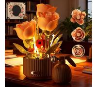 Generico Watering Can Flower Building Blocks Set-Remote Control Automatic Bloom, 255 PCS Building Flower Kit with Lights Sound, Creative Flowers Botanical Block Decor with Vase for Home Gift