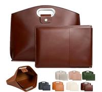 Generico Waterproof Leather 14-16In 2PCS Laptop Bag for Women Handbag, for Laptops and iPad (Coffee)