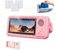 Generico Waterproof Phone Case with Built-in Bluetooth Speaker, Shower Holder 360° Rotation & Suction Cup Mount, Touch Screen Compatible 4-10 Inch Cell Phones (Pink)