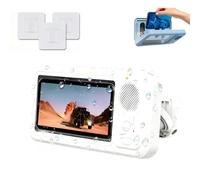 Generico Waterproof Phone Case with Built-in Bluetooth Speaker, Shower Holder 360° Rotation & Suction Cup Mount, Touch Screen Compatible 4-10 Inch Cell Phones (White)