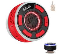Generico Waterproof Shower Speaker with RGB Light & LED Display, Detachable Suction Cup, 360° Clear Balanced Sound, Hands-Free Calling, Portable for Bathroom Pool Outdoor (Red)