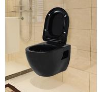 Generico WC a Muro con Sciacquone Nascosto in Ceramica Nera,Nero,37.35kg,3054479