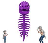 Generico Wearable 3D Dinosaur Skeleton Costume | Dinosaur Skull Mask & Plush Spine Tail,Dino Skeleton Costumes Outfit,Halloween Cosplay Dino Outfit & Party Props
