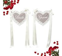 Generico Wedding Chair Signs - 2 Piece Vintage Sheer Lace Heart Shape
