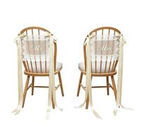Generico Wedding Chair Signs - Lace Bride Groom Seat Decor with Ribbon