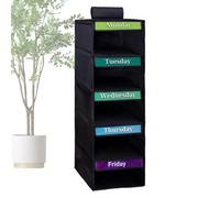 Generico Weekly Clothes Organizer - 5-Shelf Clothing Storage Hangable | Monday Through Friday Clothes Organizer Five-Tiered Clothing Storage Childrens Room School Classroom Dorm Home Wardrobe Door