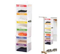 Generico Weekly Clothes Organizer, Monday to Saturday Cloth Storage, 3 Pockets Hangable Design, 40.55x11.61 in Convenient Container, Kids Closet Shelf Organizer for Bedroom, Lounge Use