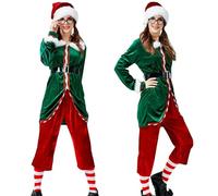 Generico Weihnachtselfen Cosplay - Elfenkostüme Erwachsene, Weihnachtselfenkleidung Für Männer Und Frauen | Atmungsaktives Und Bequemes Bar-, Oder Bühnenshow-Charakterkostüm